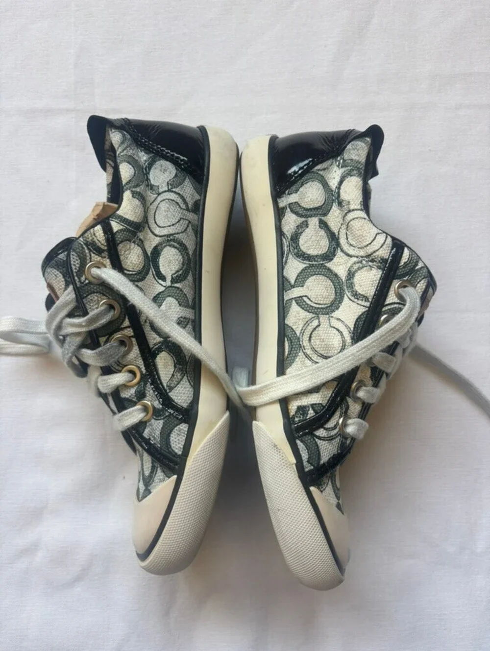 Coach black and white classic low top sneakers- womens size 6
